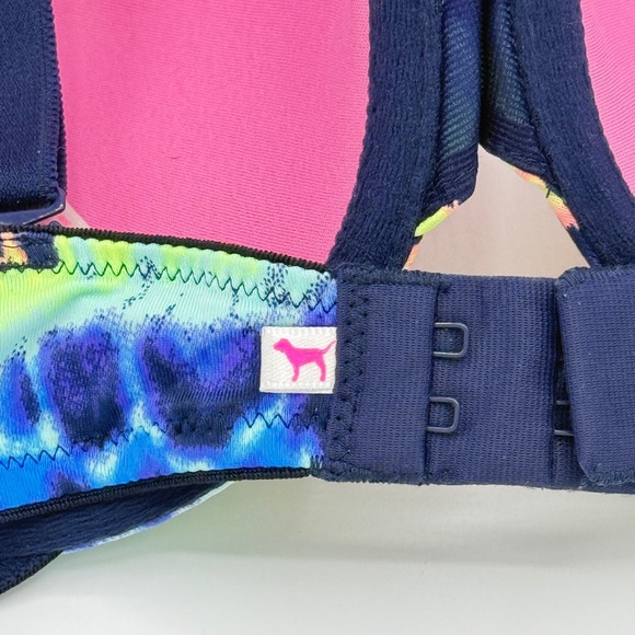 PINK Victoria's Secret Wear Everywhere Push Up Bra Rainbow Leopard Print 34C - Picture 3 of 5